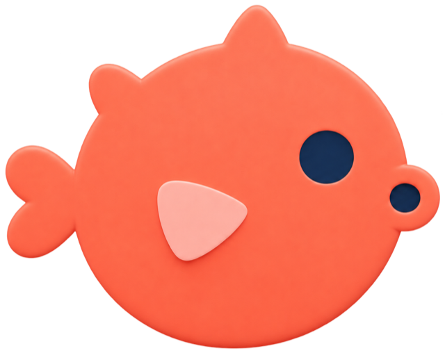 Bloop, a small coral pufferfish